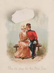 La vieille histoire pour la nouvelle année, carte de vœux du Nouvel An, vers 1885