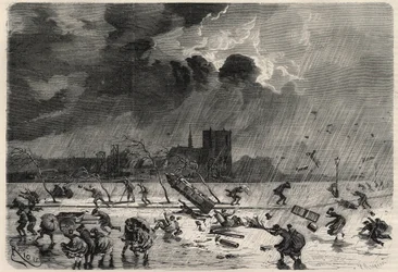 Le quai au coin du pont Saint-Michel à Paris lors de l