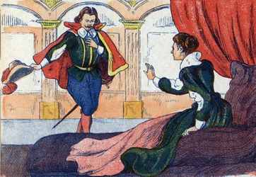 Le réveil de la princesse. Illustration pour « La belle au bois dormant », conte de Charles Perrault (1628-1703), écrivain français. Illustration anonyme. Imagerie Marcel Vagne, Jarville Nancy, fin 19e siècle.