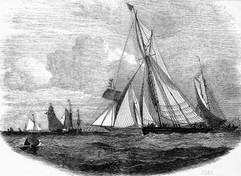 Les régates de Cowes en 1851 - gravure, Bibl. des Arts déco