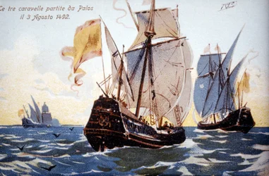 Les trois caravelles de Colomb quittent Palos le 3/08/1492.