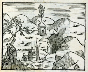 Le tombeau de Virgile (70 av. J.-C. - 19 av. J.-C.) à Pouzzoles. Xylographie d