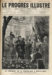 Le voyage du Président de la République à Montélimar (Drôme, France) : Émile Loubet (1838-1929) et sa mère. Gravure dans 