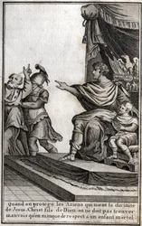 Théodose Ier (Flavius Theodosius) (347-395), empereur romain, fit arrêter Amphiloque, évêque d