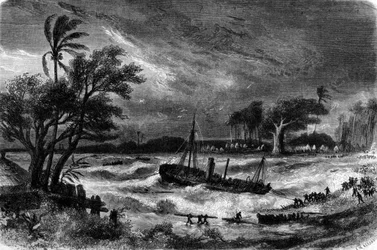 Vague de marée à Rufisque (Sénégal) au XVIIIe siècle