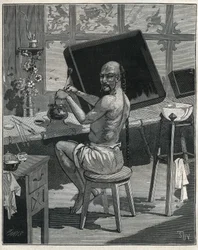 Laque de Tong en Chine. Gravure de 1885 dans 