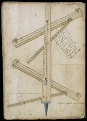 Machine de mesure de tour - Manuscrit : feuille de parchemin d