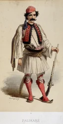 Costume traditionnel masculin grec - gravure, fin 19e siècle