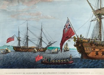 Transfert de Napoléon 1er du Bellerophon au Northumberland le 8 août
