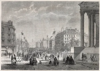 Transformations de Paris sous le Second Empire, Paris Haussmann : décoration du boulevard Malesherbes, le jour de son inauguration le 13 août 1861 - Gravure dans « Le Monde Illustré »