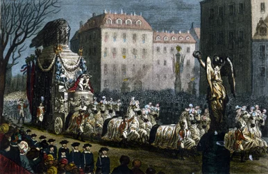 Transport des cendres de Napoléon Ier (1769-1821), à Courbevoie (Hauts-de-Seine), le 15 décembre