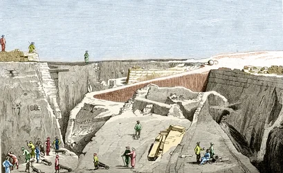 Fouilles de Troie dirigées par Heinrich Schliemann, 19ème siècle.