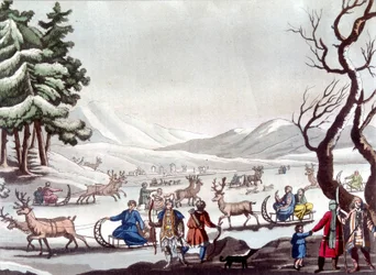 Toungouses, Sibérie. Dessin par Cartelli. Bibliothèque des arts décoratifs de Paris. « Le costume ancien et moderne »