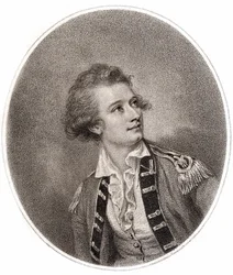 Vicente Lunardi, un aéronaute italien, qui a fait la première ascension en ballon en Angleterre le 14 septembre 1784. Gravure de la fin du XVIIIe siècle.