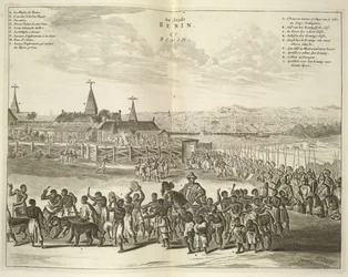 Vue du Bénin. Procession de natifs