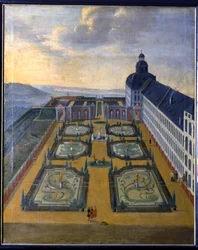 Vue de Friedenstein depuis le nord-est avec le jardin baroque