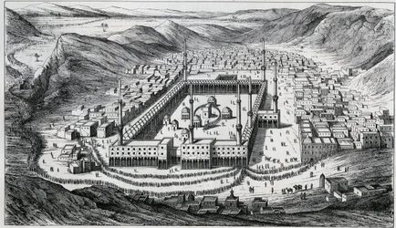 Vue de La Mecque et de sa grande mosquée à l