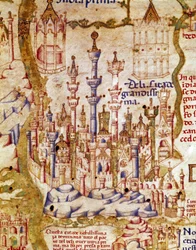 Vue de New Delhi en Inde (détail de la mappemonde de frère Maurus)