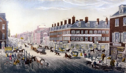 Vue de New York : Broadway. Gravure de 1840