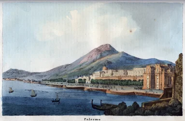 Vue de Palerme au XIXe siècle - gravure tirée de « Usi e Costumi di Tutti i Popoli dell