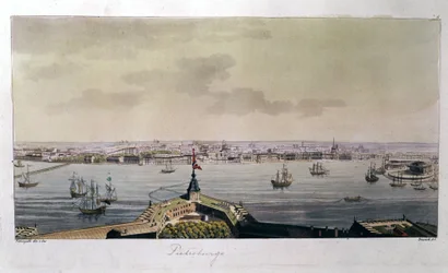 Vue de Saint-Pétersbourg à la fin du 18ème siècle - dans "Le costume ancien et moderne" de Ferrario