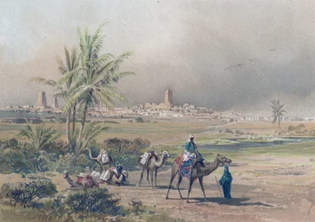 Vue de Tombouctou (Timbuktu) dans le Mali moderne, vers 1850 (estampe)