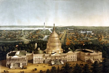 Vue de Washington et de la Maison Blanche dans une représentation de 1820.