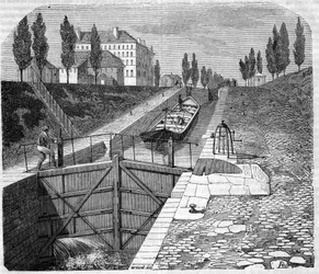 Vue du canal Saint-Martin aux environs de Paris