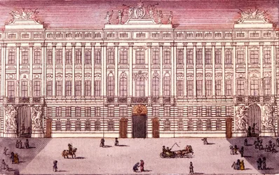 Vue de la Chancellerie impériale à Vienne, Autriche. Gravure de 1820