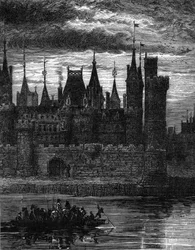 Vue du Louvre au XIVe siècle. Gravure dans « Le Journal de la Jeunesse »