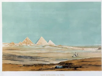 Vue des pyramides de Gizeh, Égypte