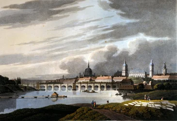 Vue de la ville de Dresde en Allemagne. 1815.