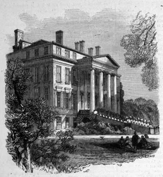 Vue du domaine du Château Margaux (33), où est né le premier Grand Cru de Bordeaux. Gravure du 19ème siècle