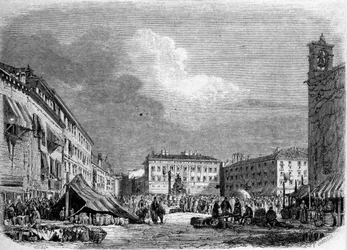 Vue de la grande place de Trieste (pendant la période autrichienne)