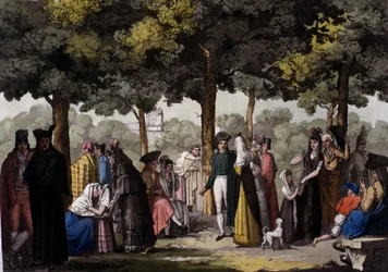 Promenade le long des Ramblas à Barcelone. 1820.