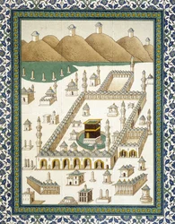 Faïences murales : panneau représentant la Kasbah (casbah) et ses environs (La Mecque) - dans "L