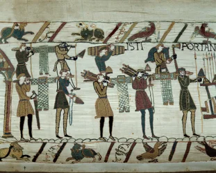 Les armes et le vin sont apportés aux navires lors du ravitaillement pour la conquête de l