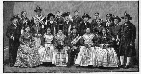 Fête de mariage wende (Wendes) - gravure de 1897 - Wendes (peuple slave vivant en Allemagne de l