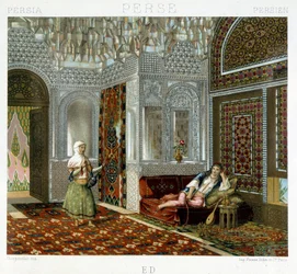 Femmes dans un salon en Perse - dans « Le costume historique » par Racinet