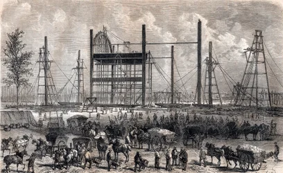 Travaux du Champ de Mars à Paris fin avril 1866 - gravure de 1867