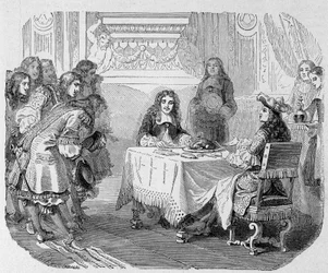 Vous me voyez, messieurs, dit le roi, occupé à manger Molière : Louis XIV et Molière attablés - dans « Paris à travers les siècles »