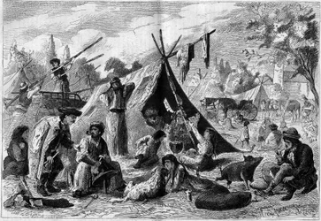 Camp de Zingari (camp bohémien) dans la banlieue de Vienne en Autriche en 1873