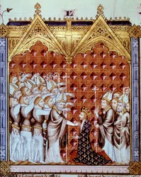 Onction du roi de France, en présence des évêques et de ses barons