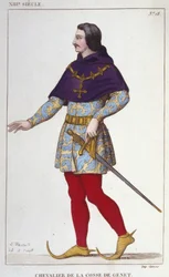 Costume de chevalier de la Cosse de Genêt. Gravure de 1830