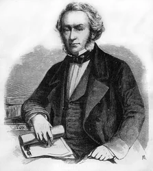 Portrait de Richard Cobden. Économiste et homme politique britannique (1804-1865). Gravure de 1866