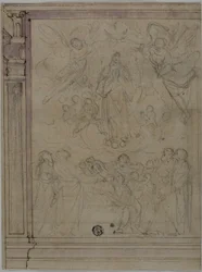 Assomption de la Vierge (recto) ; Esquisses de détails architecturaux (verso)