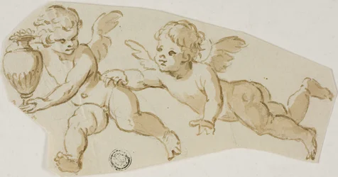 Putto poursuivant un autre Putto portant un vase