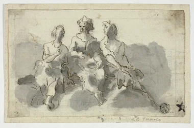 Trois personnages assis (recto) ; Homme assis de profil (verso)