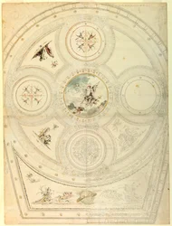 Dessin, décoration du plafond, Teatro Valle, Rome, 1821