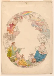 Dessin, peinture au plafond, "Les éléments", vers 1870